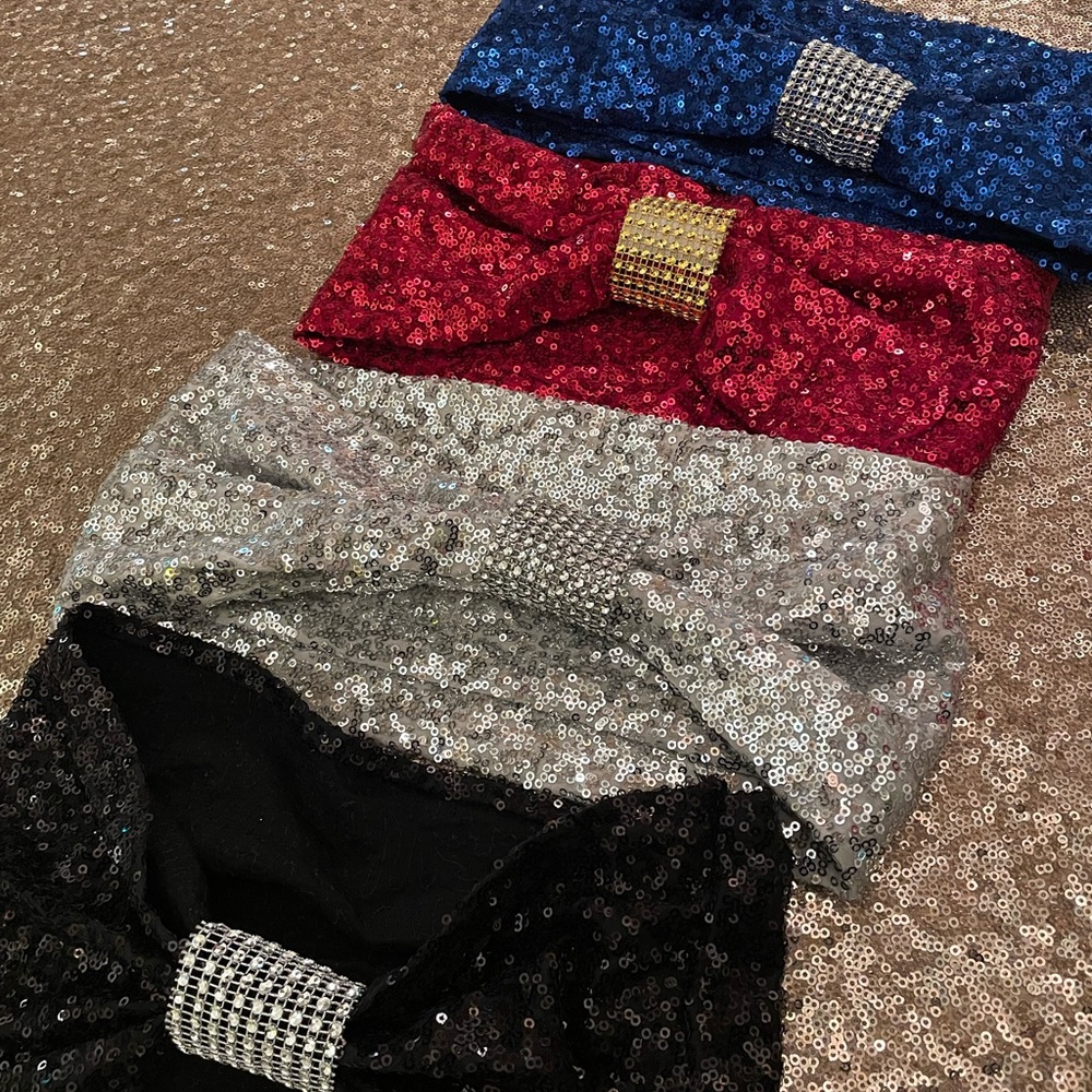 Black Sequin Chair Bands